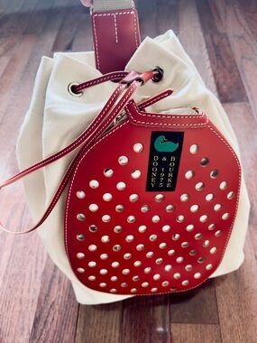 Dooney & Bourke Natural Hot Pink Canvas Pickleball Sling Bag